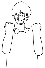 Obraz premium 元気なガッツポーズの看護師 【線画】