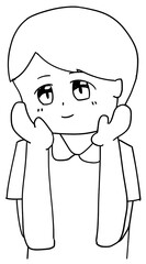 Obraz premium 頬に手を当てる嬉しそうな看護師