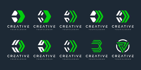 Set of creative letter D logo design template. icons for business of technology and digital, finance, marketing, transportation.