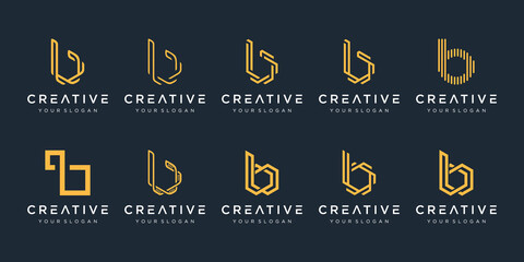 set of creative monogram letter B logo design template. The logo can be used for building company. © gemilang