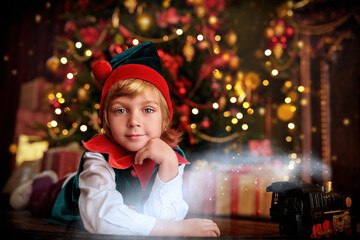 boy in elf costume