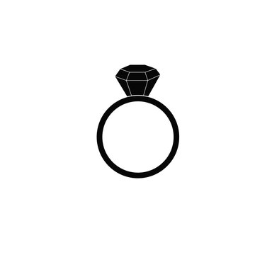 woman ring icon and big dimond on white background