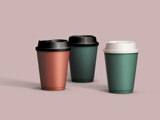 3d colorful coffee cups