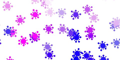 Light pink, blue vector backdrop with virus symbols.