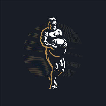 Fitness Man With Atlas Stone. 