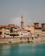 Fototapeta na wymiar River in Florence, Italy Summertime
