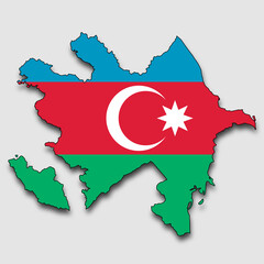Map of The Republic of Azerbaijan, Filled with the National Flag
