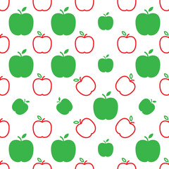 Apple Icon Seamless Pattern, Fruit / Food Icon