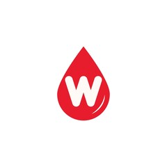 w letter blood logo design.World Blood Donor Day vector background. Awareness poster with red paper cut blood drop. 14 june. Hemophilia day concept
