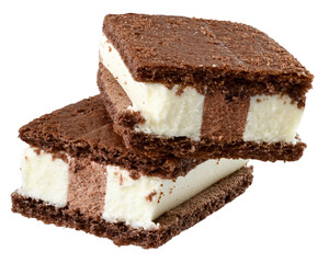 ice cream vanilla sandwich in chocolate chip cookies