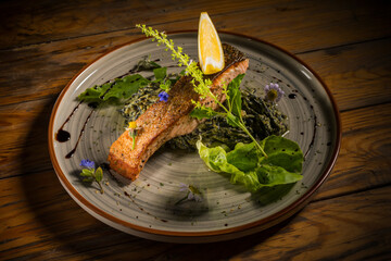 salmon gourmet serve with salad