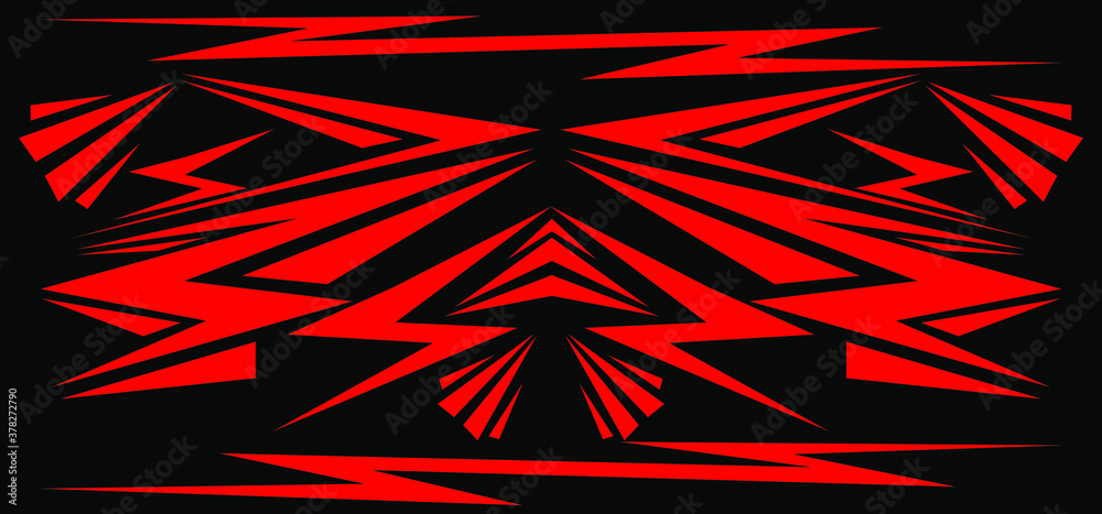 Wall mural black and red pattern on the black backgorund. abstract background with red stripes effect