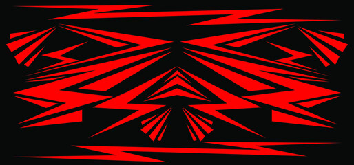 black and red pattern on the black backgorund. Abstract background with red stripes effect