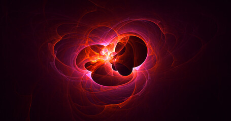 3D rendering abstract multicolored fractal light background with bright center