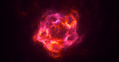 3D rendering abstract multicolored fractal light background with bright center