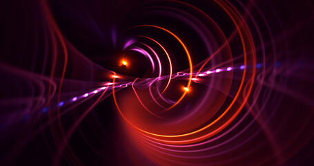 3D rendering abstract multicolored fractal light background with bright center