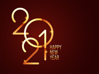 Fototapeta premium Golden 2021 Happy New Year Text on Brown Background.