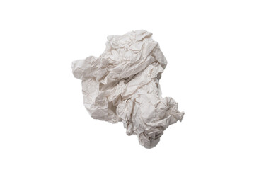 Crumpled white paper isolated on white background.