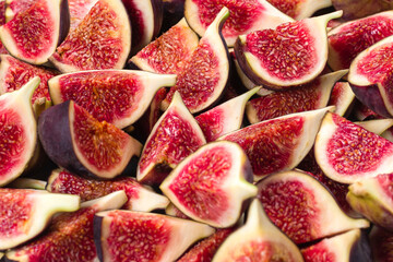 Tasty figs background. Top view.