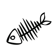 Fish skeleton bones food logo icon sign symbol emblem Hand drawn Doodle cartoon cute style design Fashion print clothes apparel greeting invitation card badge banner poster flyer book menu cover