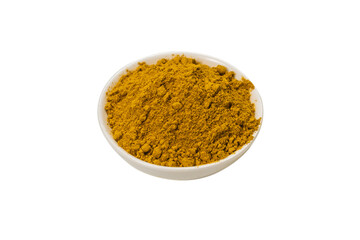 Curry in a bowl isolated on white background.
