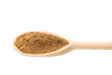 Mix spices on wooden spoon isolated.