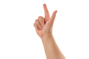 Man hand pointing or touching isolated