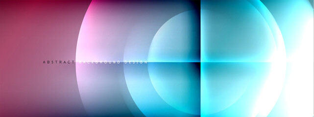 Vector abstract background - circle and cross on fluid gradient with shadows and light effects. Techno or business shiny design templates for text