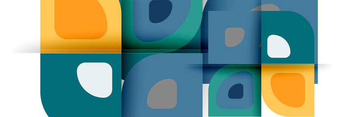 Set of vector modern geometric abstract backgrounds with repeating abstract round shapes patterns and shadow effects