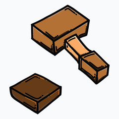 Wood hammer color vector icon. Drawing sketch illustration hand drawn line eps10