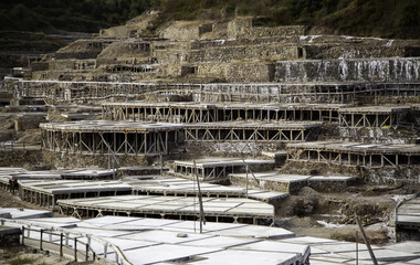 Salt in saline production añana, navarre, spain