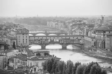 Cercles muraux Ponte Vecchio Ponte Vecchio and Florence city downtown skyline cityscape of  Italy