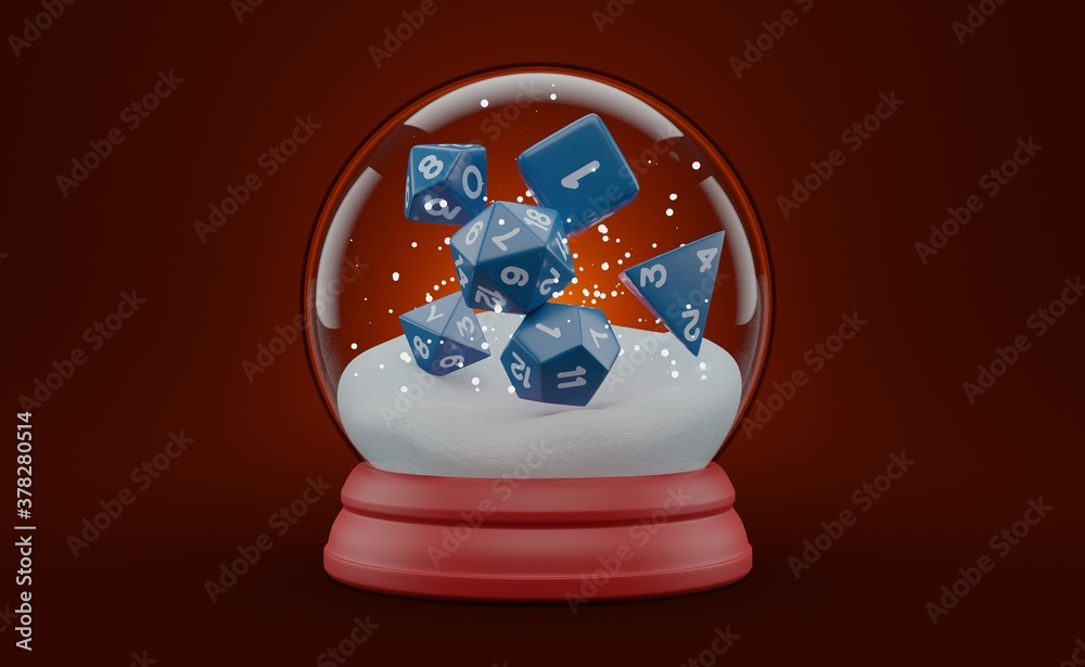 Wall mural RPG dice inside christmas glass ball