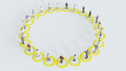 Social distancing at corona times - 3D Rendering