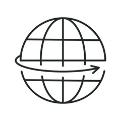 Fototapeta premium icon, line globe with arrow, horizontal arrow