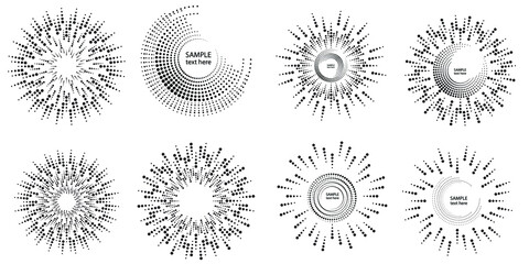 Halftone dots in circle form. round logo . vector dotted frame . design element