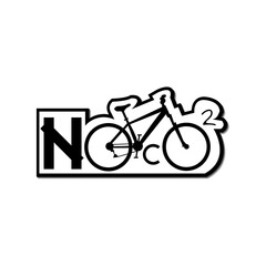 Abstract image from the inscription of No Co2, combined with a bicycle silhouette, the analogy of riding a bicycle does not produce CO2. Suitable for environmental campaigns, stickers, posters, logos.