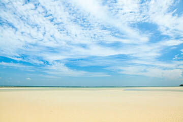Beautiful tropical beach and sea landscape with blue sky background