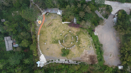aerial view of Stonehenge on the slopes of Mount Merapi