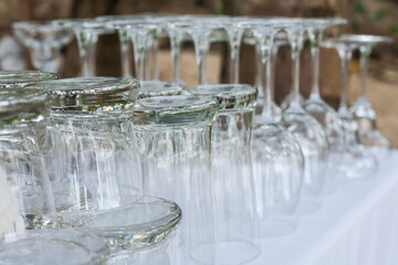 group of glass, setup for wedding.