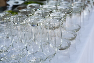 group of glass, setup for wedding.