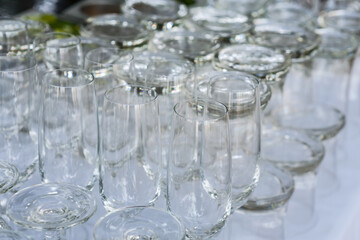 group of glass, setup for wedding.