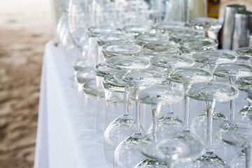 group of glass, setup for wedding.