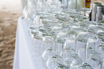 group of glass, setup for wedding.