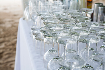 group of glass, setup for wedding.