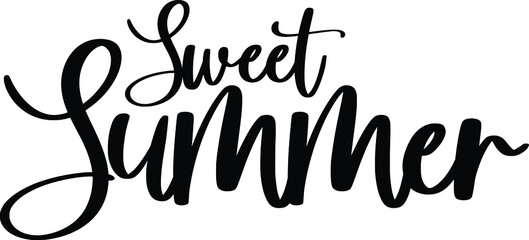 Sweet summer Typography Black Color Text On White Background