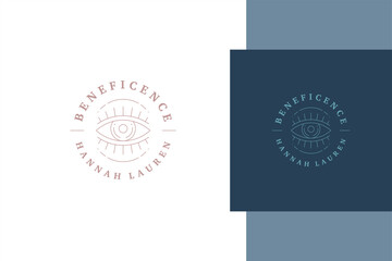 Outline logo of open eye with eyelashes line style