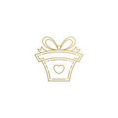 Vector logo of gift box hand drawn with thin lines