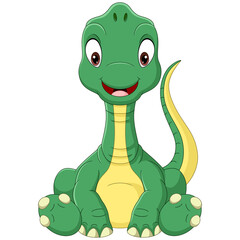 Cartoon baby Brachiosaurus dinosaur sitting © tigatelu