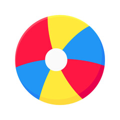 Obraz premium Bouncing beach ball flat style design vector illustration icon sign isolated on white background. Retro styled inflatable toy for summer games or holidays.